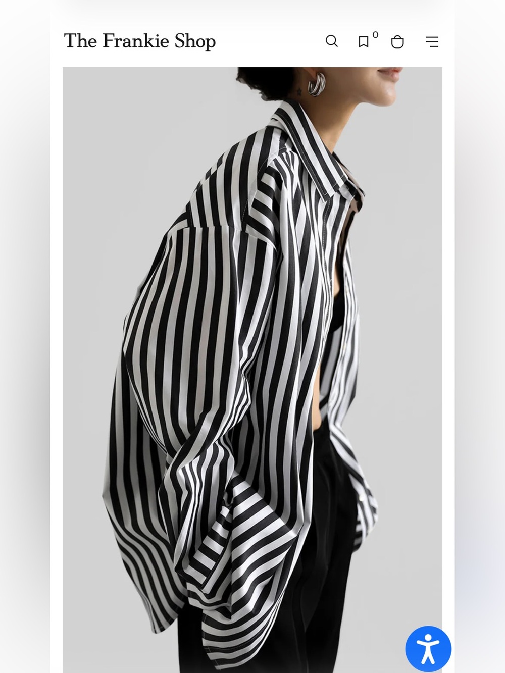 Frankie Shop - SYLVIA OXFORD SHIRT - BLACK/WHITE STRIPE Small - Picture 10 of 12